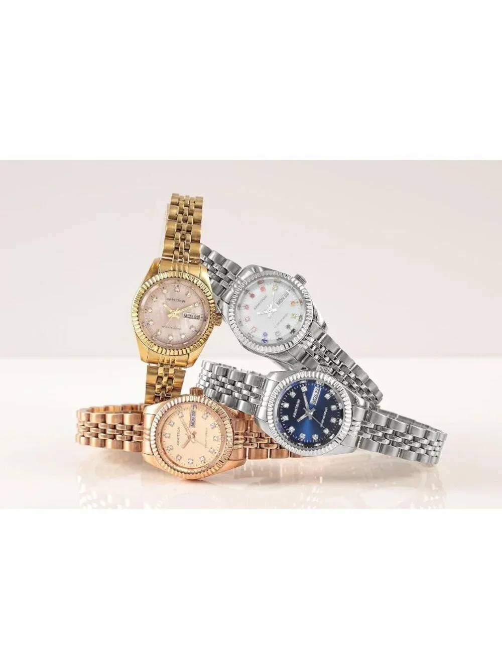 Armitron Women's Rose Gold Genuine Crystal Accented Bracelet Round Luxury Watch